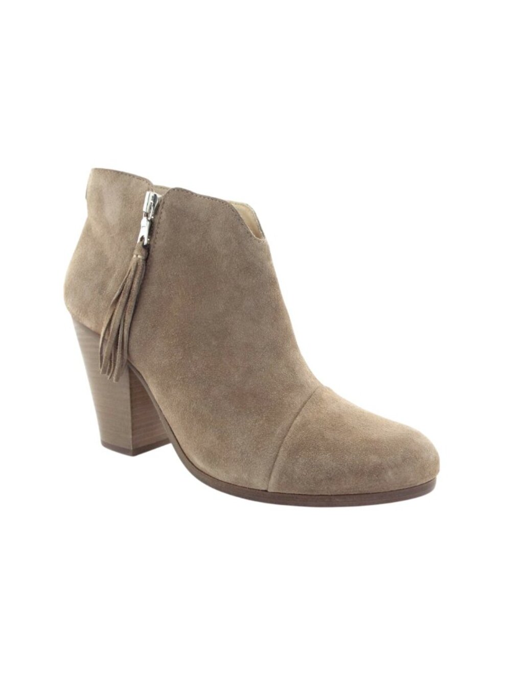 New Rag & Bone Stone Grey Suede Leather Cap Toe Fringe Block Heel Booties 41